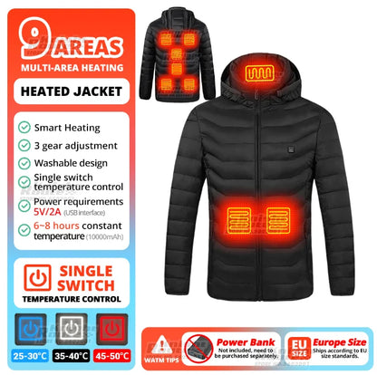 USB Electric Heated Jacket – 21 Heating Zones, 3-Gear Temperature Control