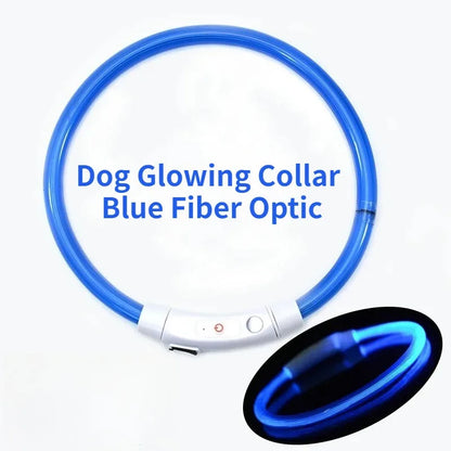 LED Fiber Optic Dog Collar – Rechargeable Glowing Safety Collar
