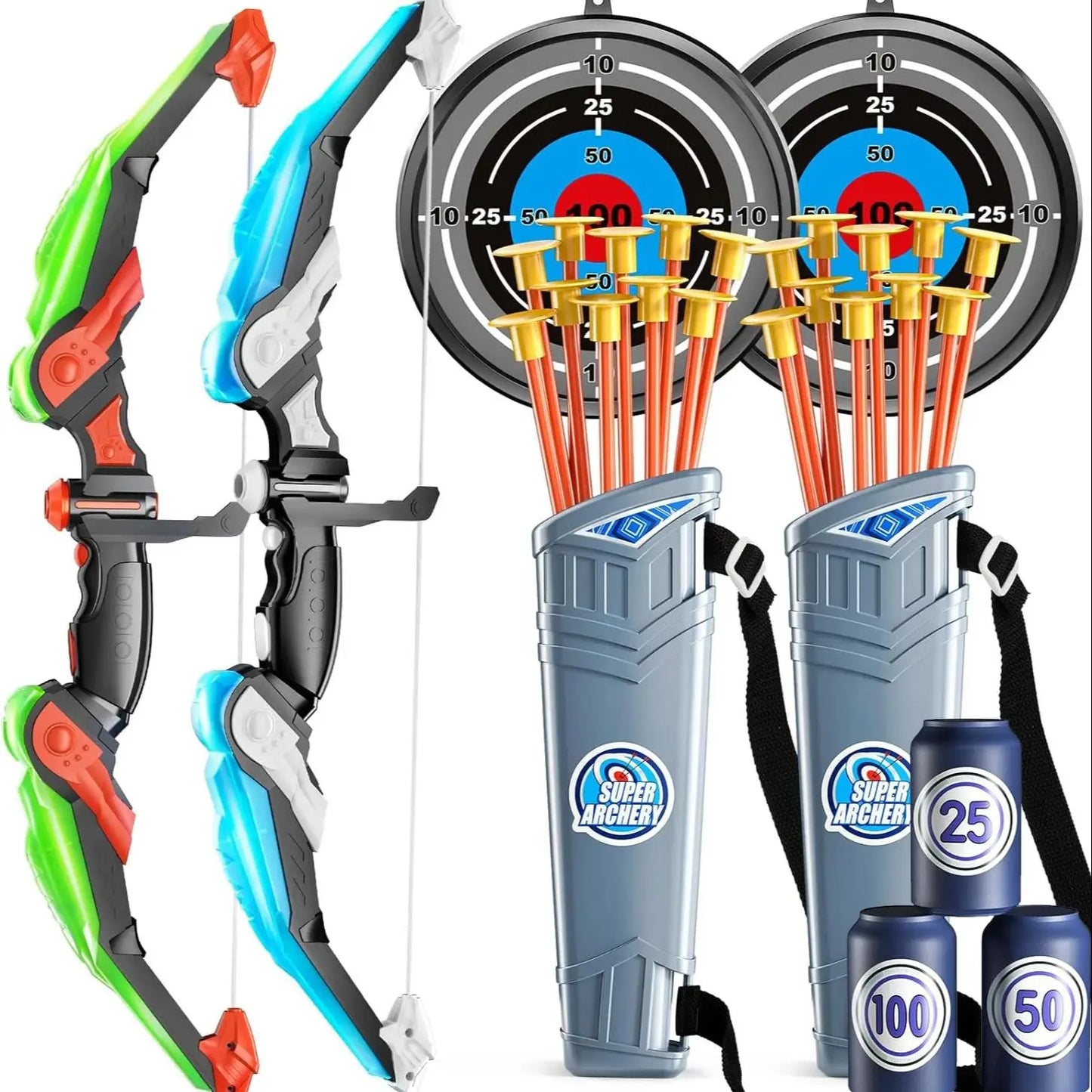 Kids LED Light-Up Bow and Arrow Archery Toy Set