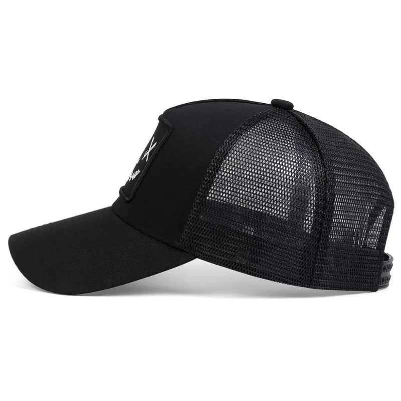 Smile Face Patch Trucker Hat – Unisex Mesh Baseball Cap