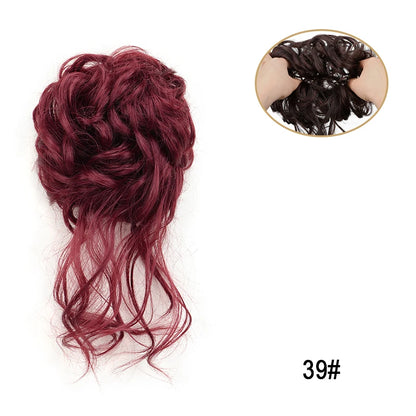 Synthetic Fiber Messy Bun Hairpiece Scrunchie Fake Chignon Hair Extensions Accessories Women Daily