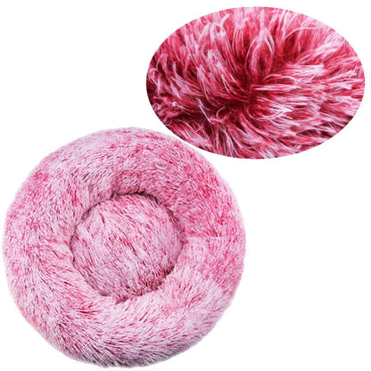 Round Plush Pet Bed – Super Soft Donut Bed for Dogs & Cats