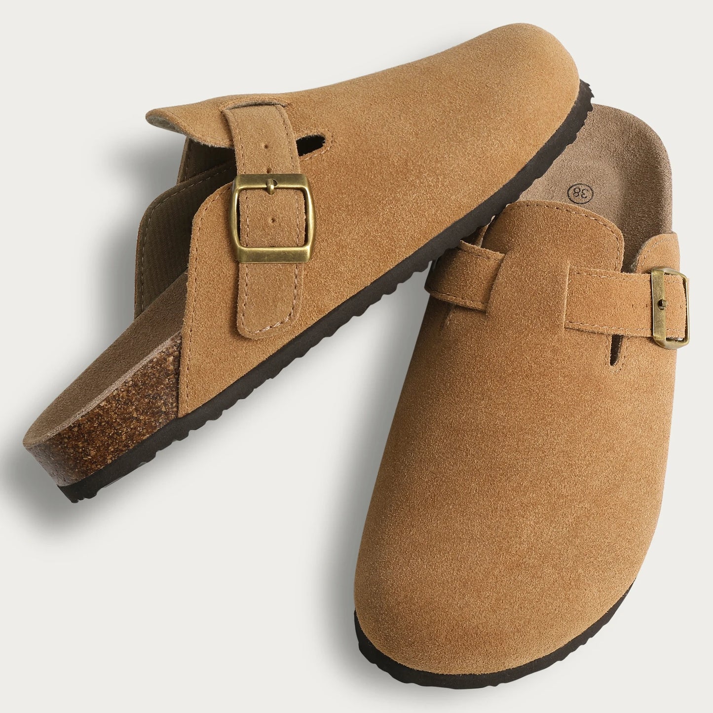 Suede Mule Clogs – Women's Arch Support Cork Outdoor Slippers