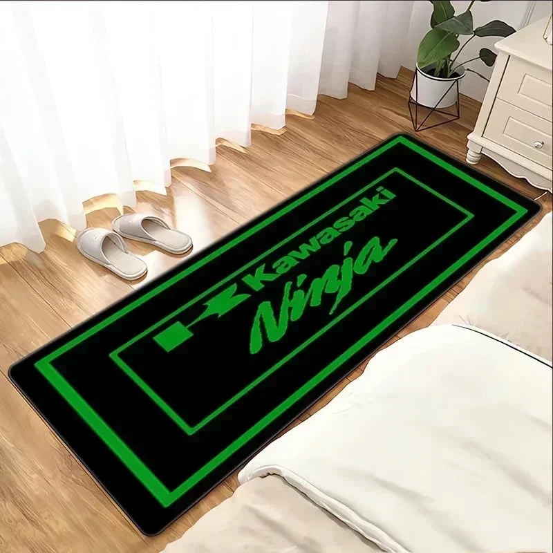 Kawasaki Motorcycle Area Rug Anti-Slip Floor Mat for Garage & Home Decor