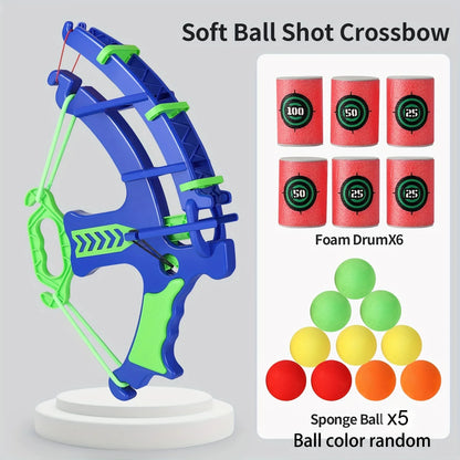 Kids Soft Ball Crossbow Toy Set with Target Barrels & Sponge Balls