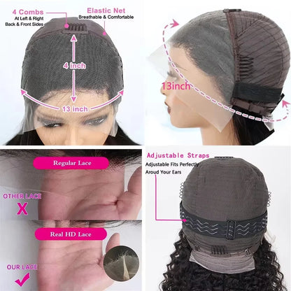 250 Density Short Bob 13x4 Hd Lace Front Human Hair Wigs Women Deep Wave Indian Raw Curly Frontal