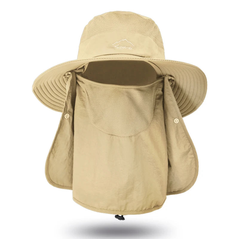 Fishing Sun Hat with Neck Flap – Outdoor UV Protection Wide Brim