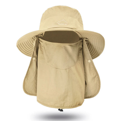 Sun Hat with Face Cover & Neck Flap – Outdoor Fishing Hat