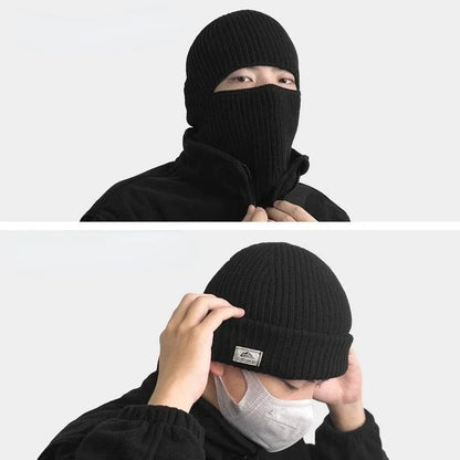 2-in-1 Knitted Balaclava Beanie Hat – Windproof Full Face Ski Mask