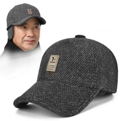 Men's Winter Baseball Cap with Ear Flaps – Warm Windproof Hat
