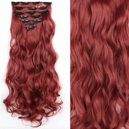 Clip-In Hair Extensions 7pcs 16 Clips Wavy Synthetic 24 Inch
