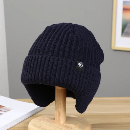 Winter Knit Beanie with Ear Flaps – Faux Fur Lined Warm Hat for Men