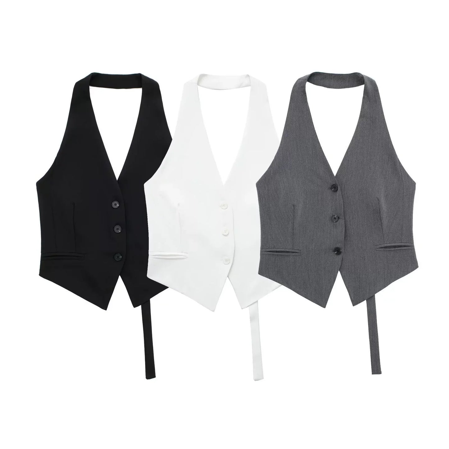 Women's Backless Halter Neck Cropped Vest