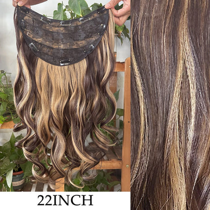 Clip-In Hair Extensions 7pcs 16 Clips Wavy Synthetic 24 Inch