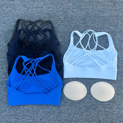 Women's Push-Up Sports Bra – Cross Back Shockproof Gym & Yoga Bra