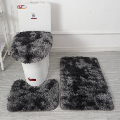 Bathroom Rug Set 3-Piece – Fluffy Bath Mat, Contour Mat & Toilet Seat Cover