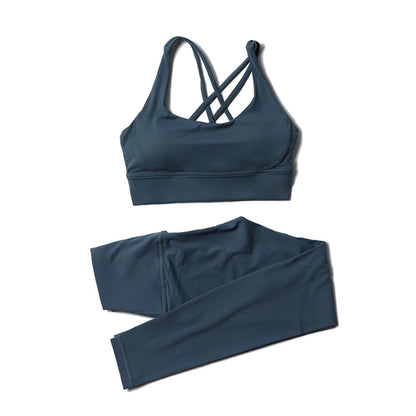 Women's Nylon Yoga Set – Sports Bra & Leggings 2-Piece