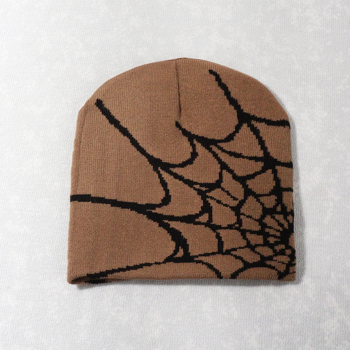 Spider Web Knit Beanie – Y2K Goth Skull Cap