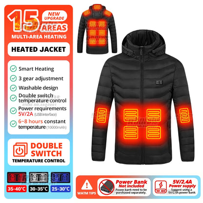 USB Electric Heated Jacket – 21 Heating Zones, 3-Gear Temperature Control