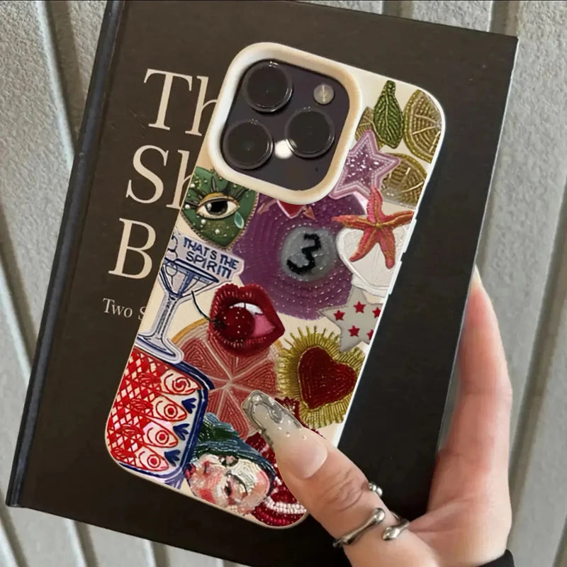 Retro Fruit Pattern Phone Case Iphone 17 Pro Max 16 15 14 13 12 11 16e X Xr Xs Plus Shockproof Soft