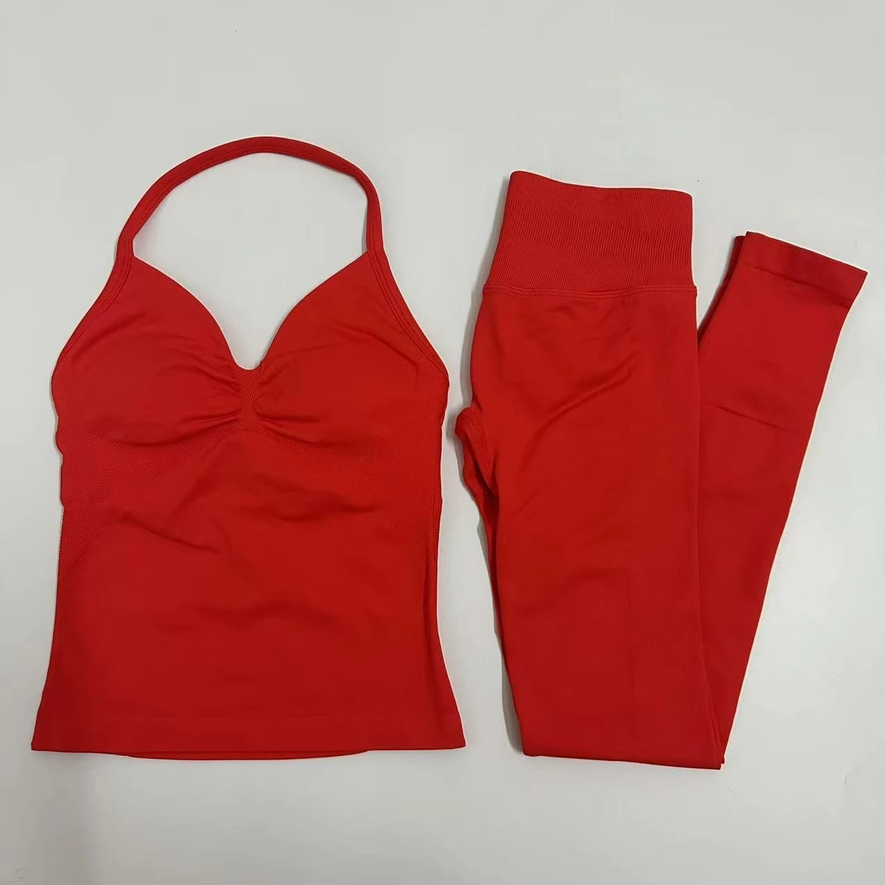 Women's 2-Piece Yoga Set – Backless Tank Top & Scrunch Leggings