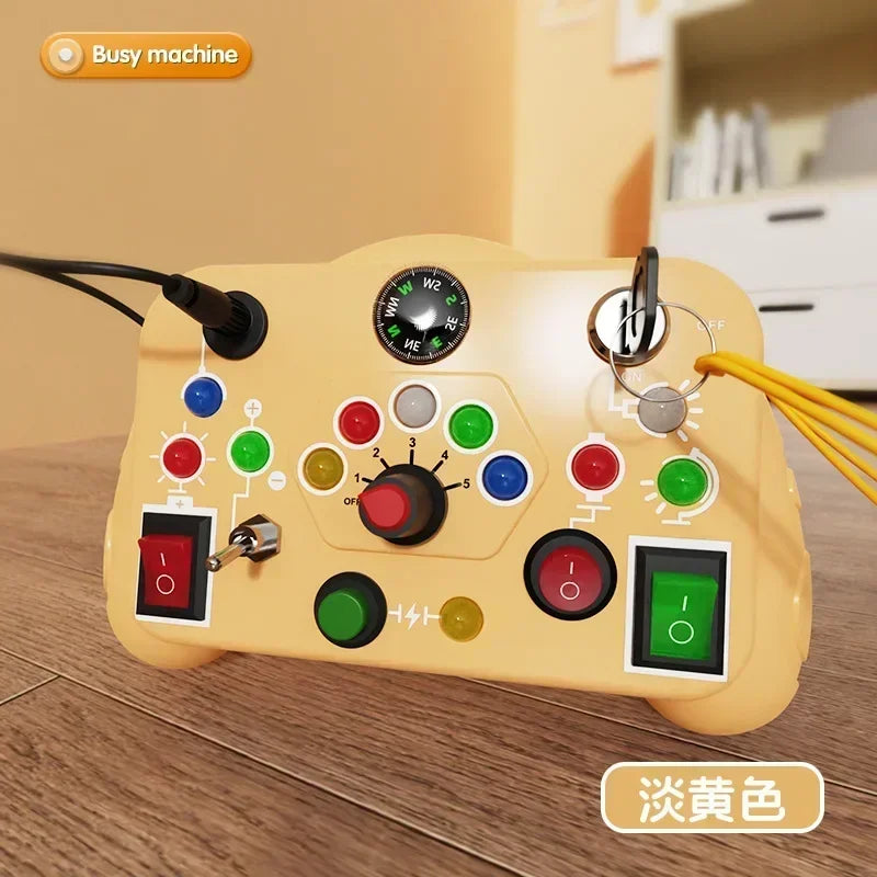 Montessori Busy Board – LED Light Switch Sensory Toy for Kids