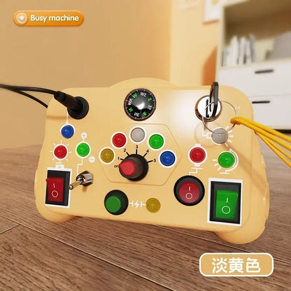 Montessori Busy Board – LED Light Switch Sensory Toy for Kids