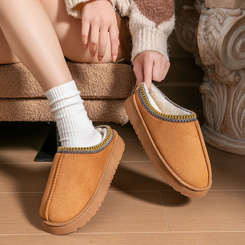 Women S Plush Slippers Winter Warm House Shoes Thick Eva Sole Indoor Outdoor Use Cozy Non-Slip