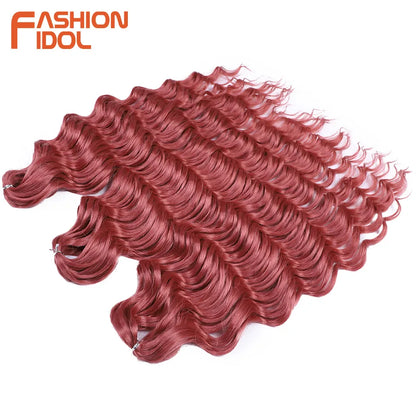 Anna 24 Inch Synthetic Hair Water Wave Braiding Extensions Ombre Blonde Deep Afro Curl Twist Crochet