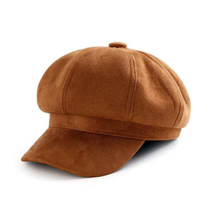 Newsboy Cap – Casual Suede Baker Hat for Women