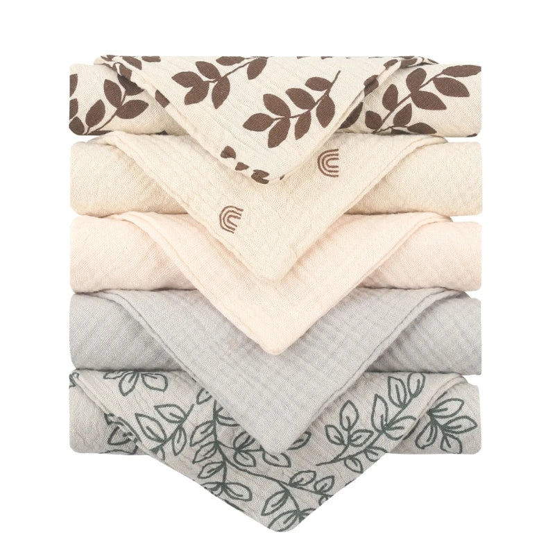 Baby Muslin Washcloths 5-Pack – Soft Gauze Cotton Face Towels