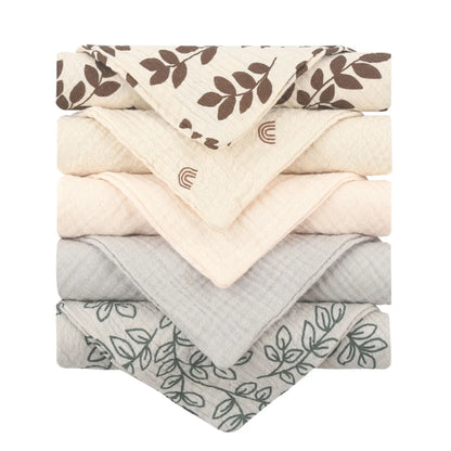 Baby Muslin Washcloths 5-Pack – Soft Gauze Cotton Face Towels