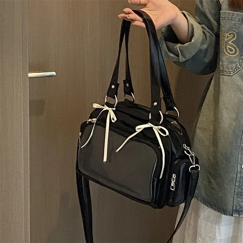 Cute Bow Bowling Bag Versatile Women's Shoulder Bag