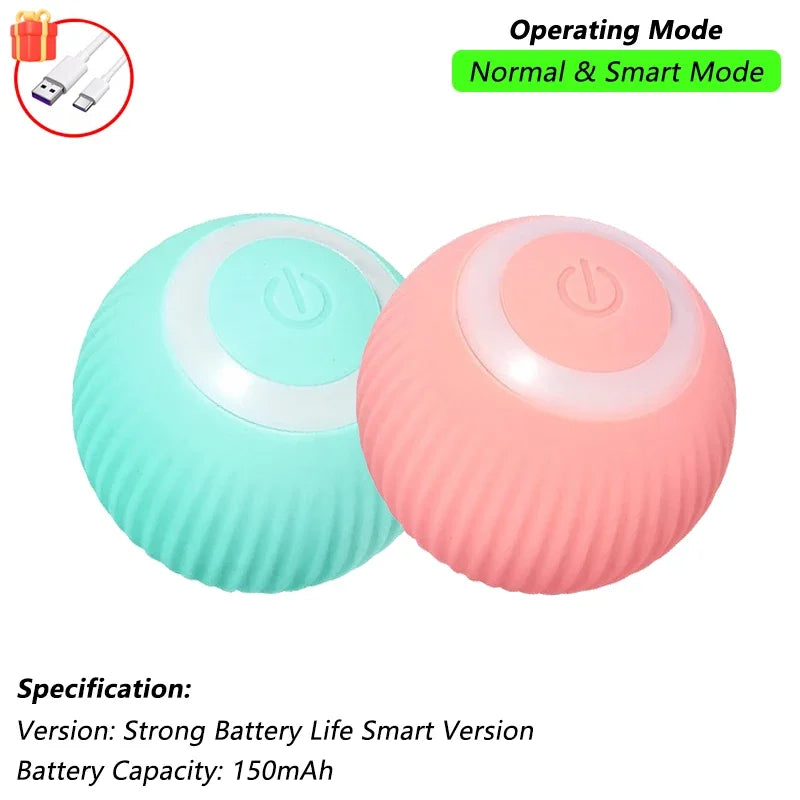 Interactive Cat Ball Toy – Automatic Rolling Ball with Plush Cover & Tail