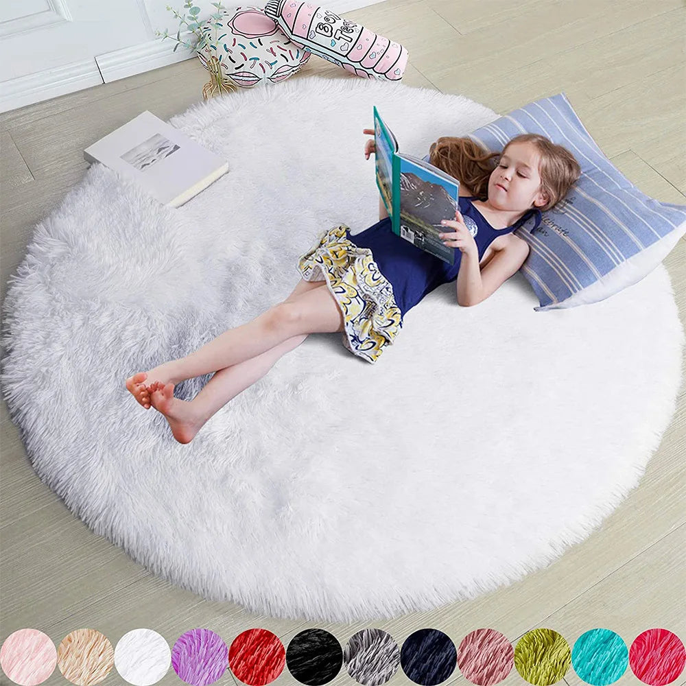 Fluffy Round Shag Rug for Kids Girls Bedroom & Nursery