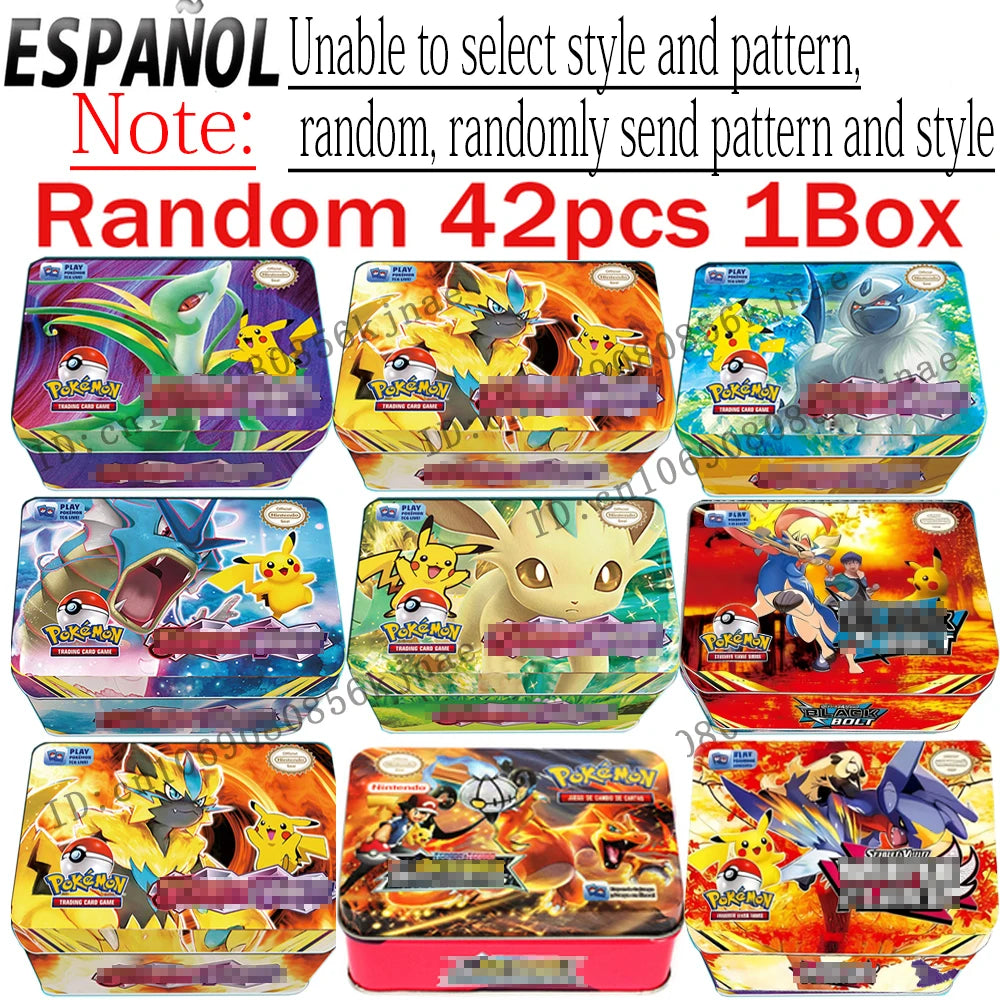 Pokemon TCG Metal Tin Box with 42 Cards – Random Design
