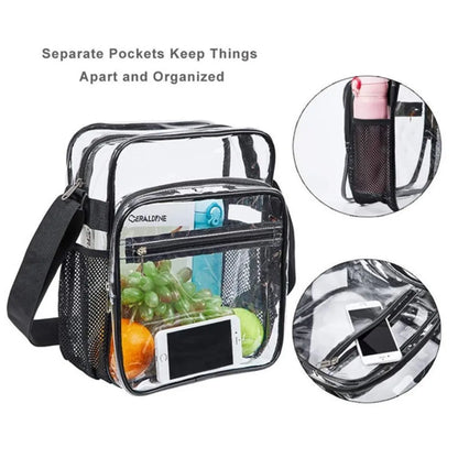 Clear PVC Crossbody Bag with Mesh Strap – Waterproof & Lightweight