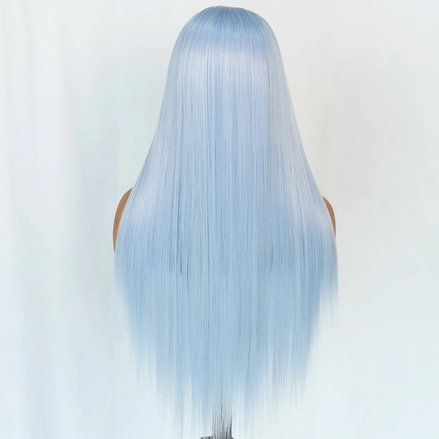 Blue Lace Front Synthetic Wig – Long Straight, 28 Inch, 180% Density