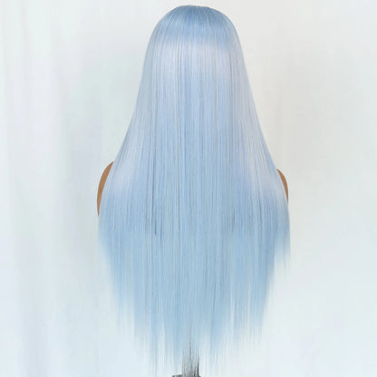 Blue Lace Front Synthetic Wig – Long Straight, 28 Inch, 180% Density