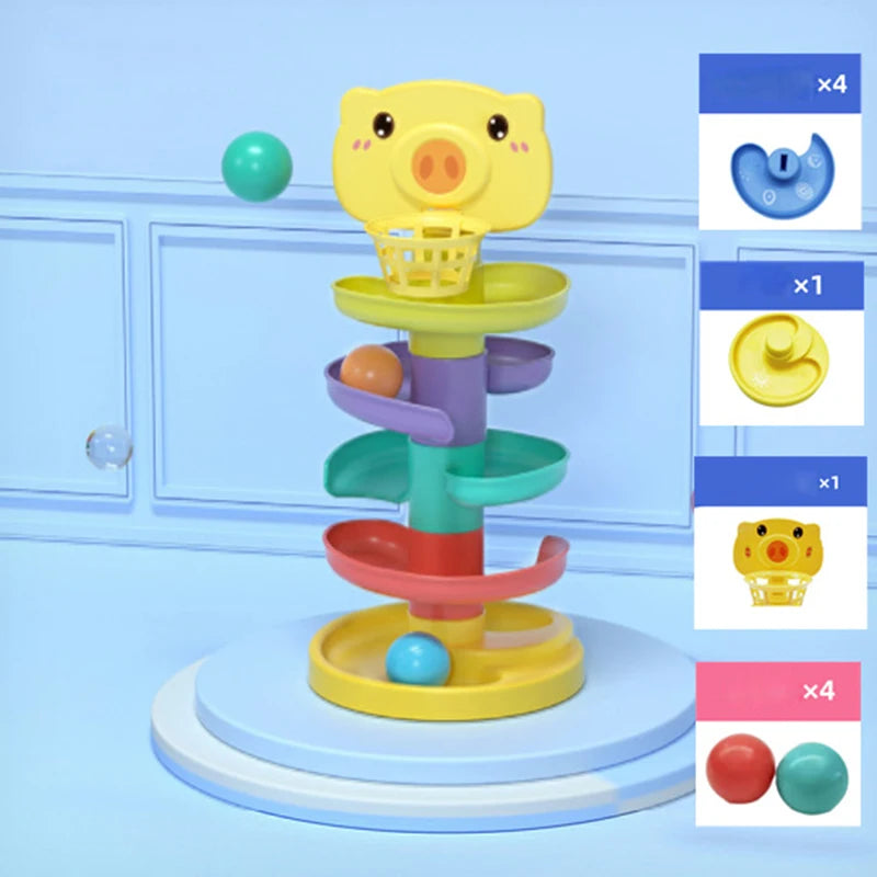 Montessori Rolling Ball Tower Baby Toy – Stacking Activity for Ages 1-3