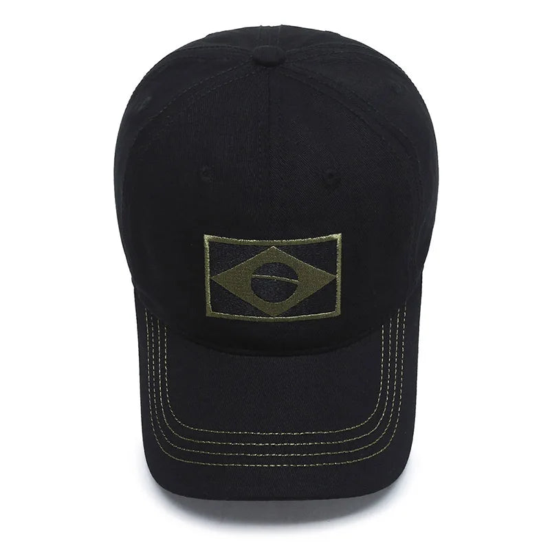 Brazil Flag Embroidered Baseball Cap – Outdoor Sports Sun Hat for Men