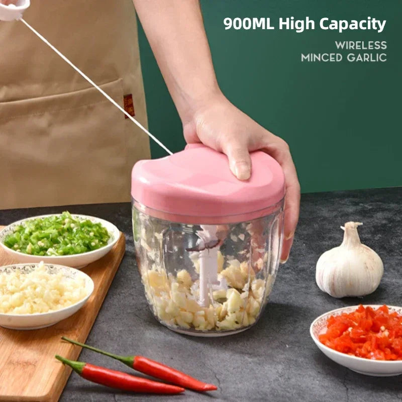 Manual Pull-String Food Chopper & Vegetable Cutter