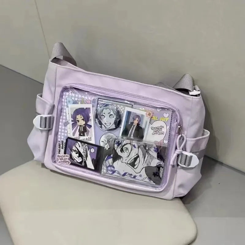 Anime Crossbody Bag with Transparent Postcard Display Window