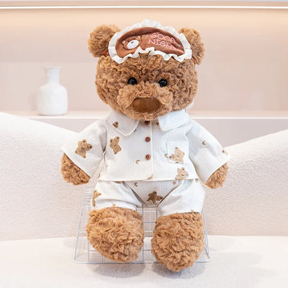 Pajama Teddy Bear Plush Doll – Cute Stuffed Animal with Sleep Mask