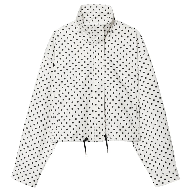 Polka Dot Bomber Jacket & Shorts Set – Women's Oversized Outerwear