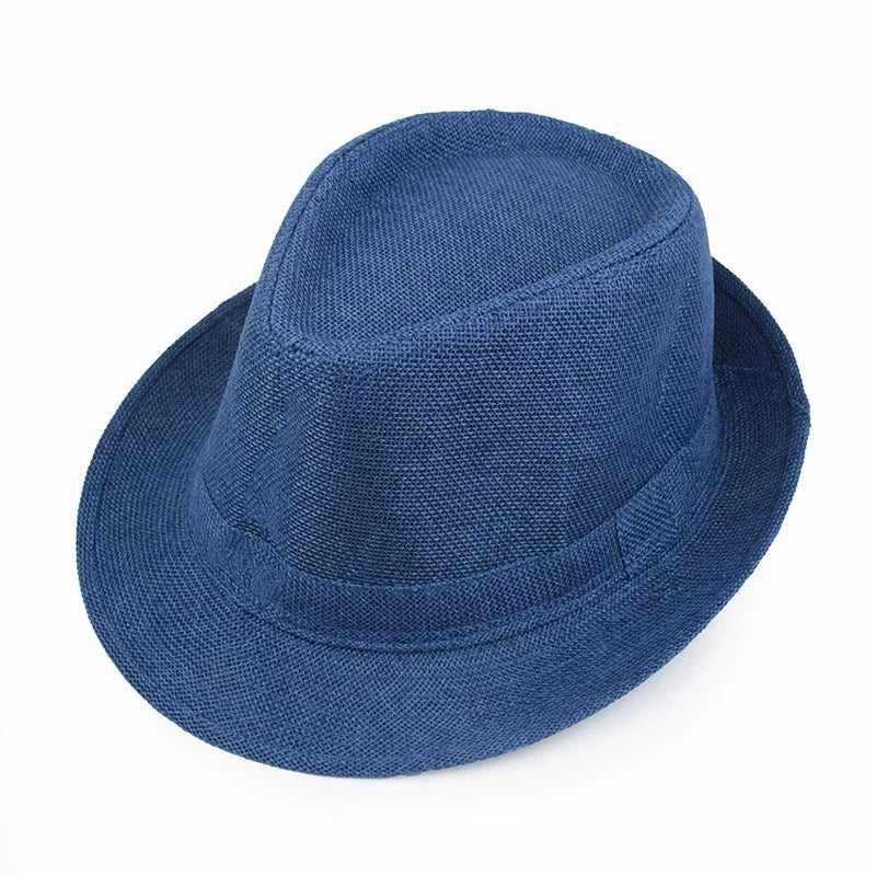 Linen Fedora Hat Unisex Summer Sun Hat with Band