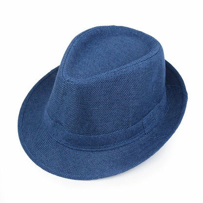 Linen Fedora Sun Hat – Unisex Summer Beach Jazz Cap