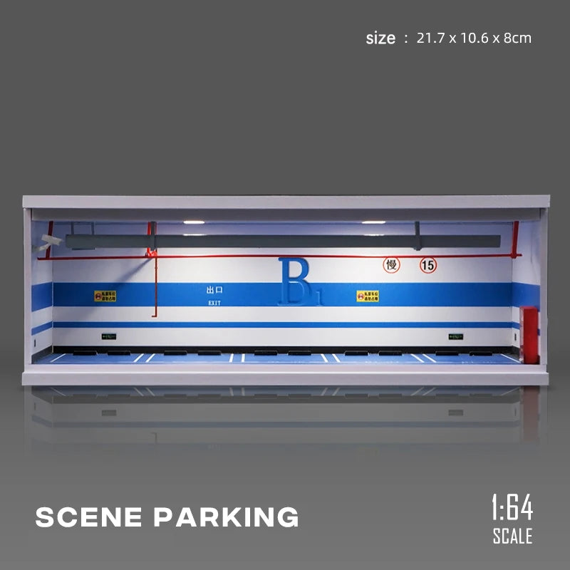 1:64 Scale Parking Garage Scene Model with LED Lights