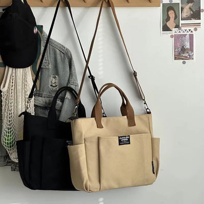 Large Capacity Canvas Tote Bag – Minimalist Shoulder & Crossbody Bag for Women