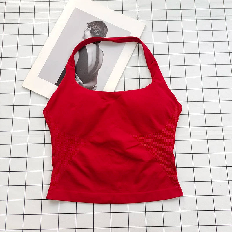 Women's Halter Neck Sports Bra Crop Top with Padding